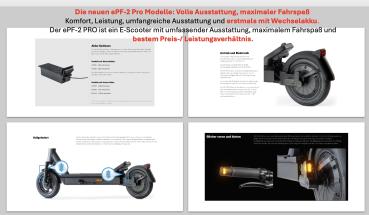 E-Scooter ePf-2 PRO 490W(Wechselakku)hier in der Variante mit dem kleineren Wechselakku (490Wh) für bis zu 60km Reichweite*